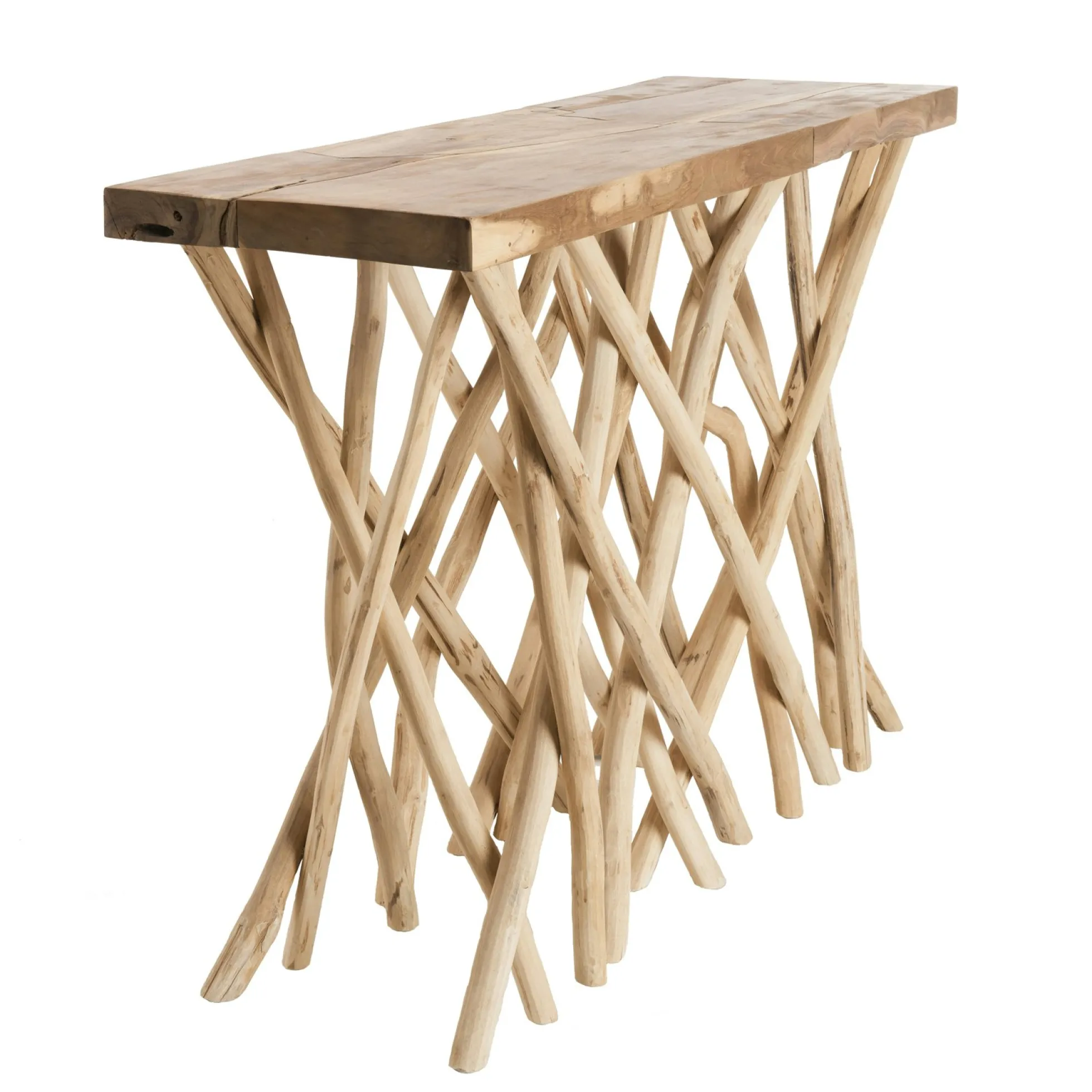 Meuble console bois flotté teck 120x39 cm JAIPUR