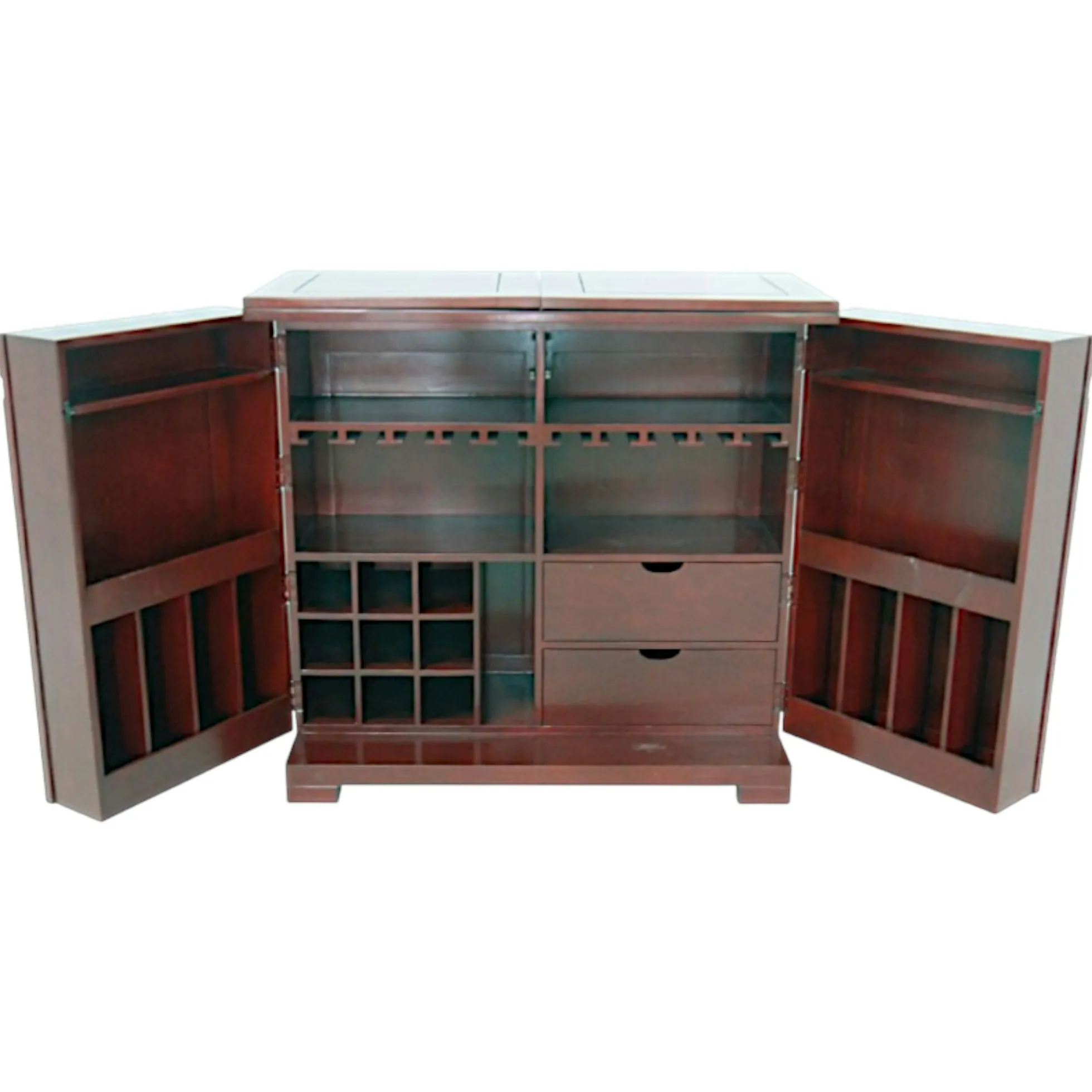Meuble de bar pliant Hévéa 2 portes, 2 tiroirs 110/220x54x104cm NIAGARA