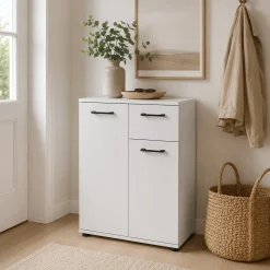 Meuble de rangement blanc 2 portes 1 tiroir ALVA