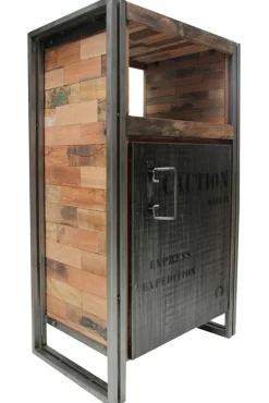 Meuble de rangement bois recyclé 1 porte 60x107 CARAVELLE
