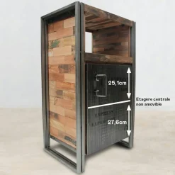 Meuble de rangement bois recyclé 1 porte 60x107 CARAVELLE