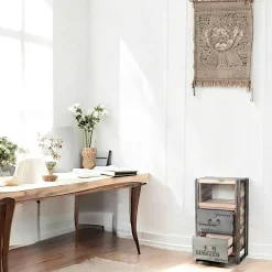 Meuble de rangement bois recyclé 2 tiroirs 60x107 CARAVELLE