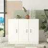 Meuble de rangement bureau blanc 3 portes avec étagères MARFA