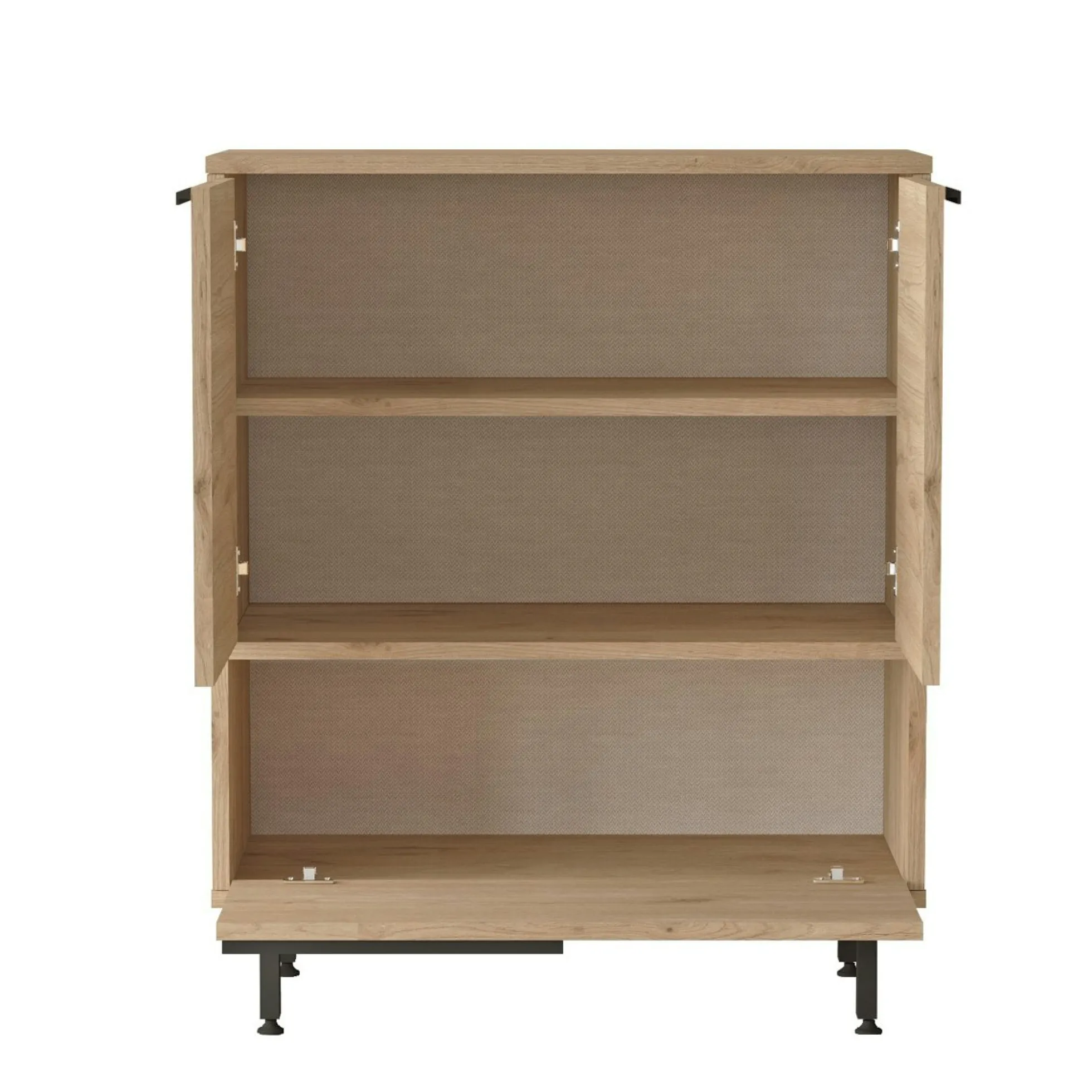 Meuble de rangement bureau 3 portes décor bois JENA
