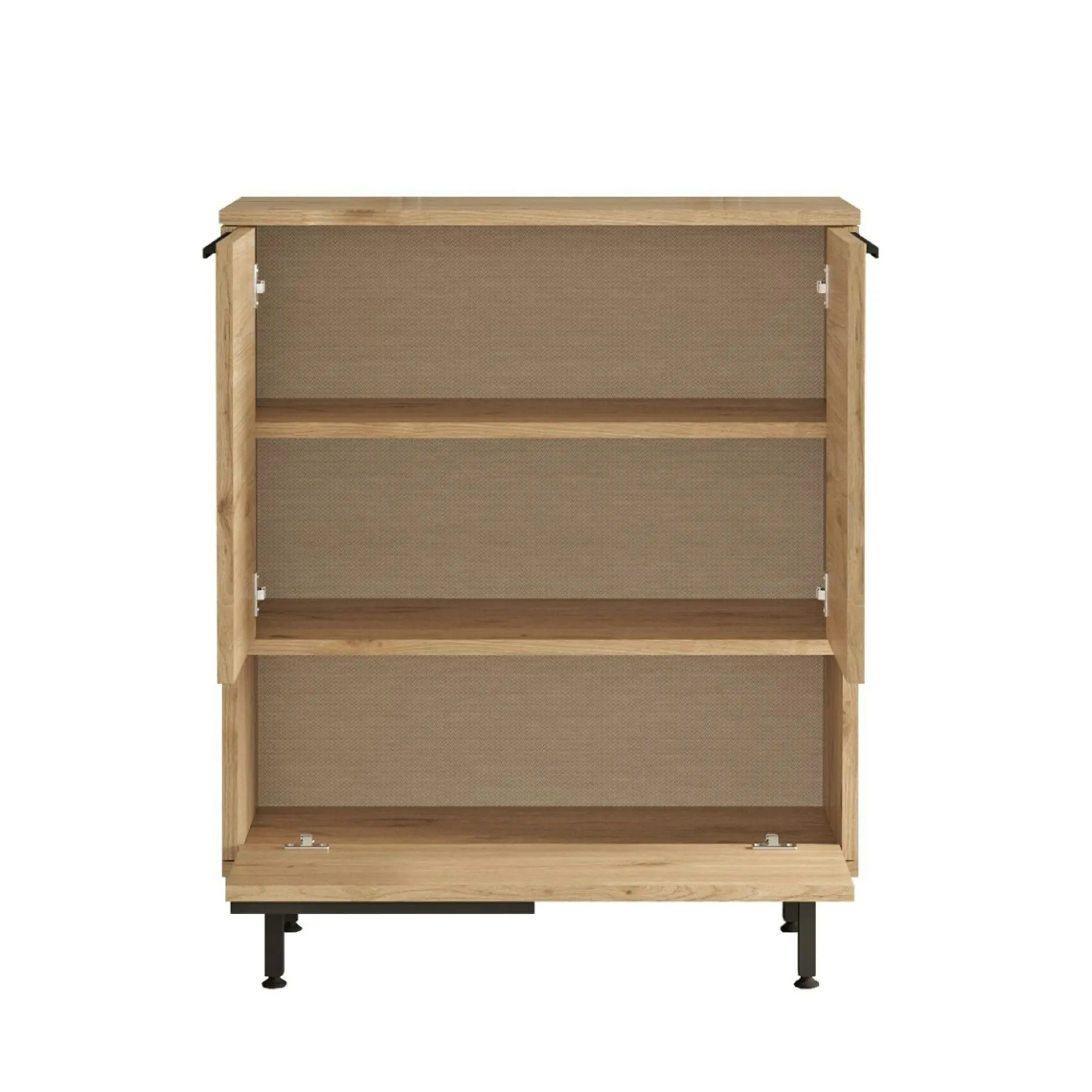Meuble de rangement bureau 3 portes décor cannage JENA