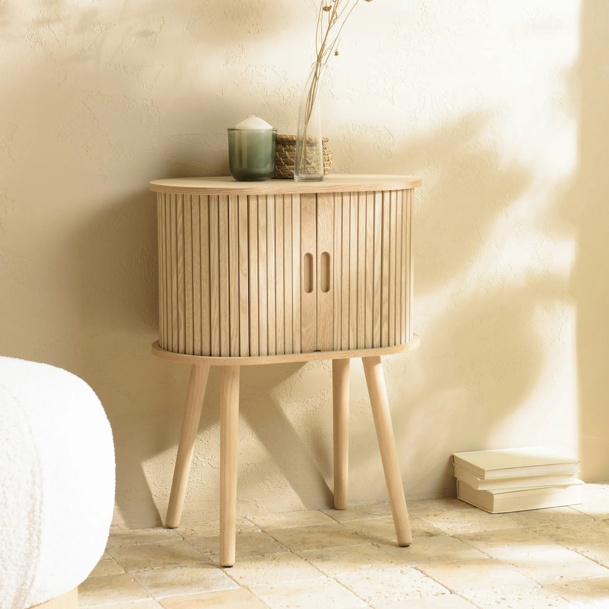 Meuble de rangement ovale en bois couleur naturelle CASTILLE