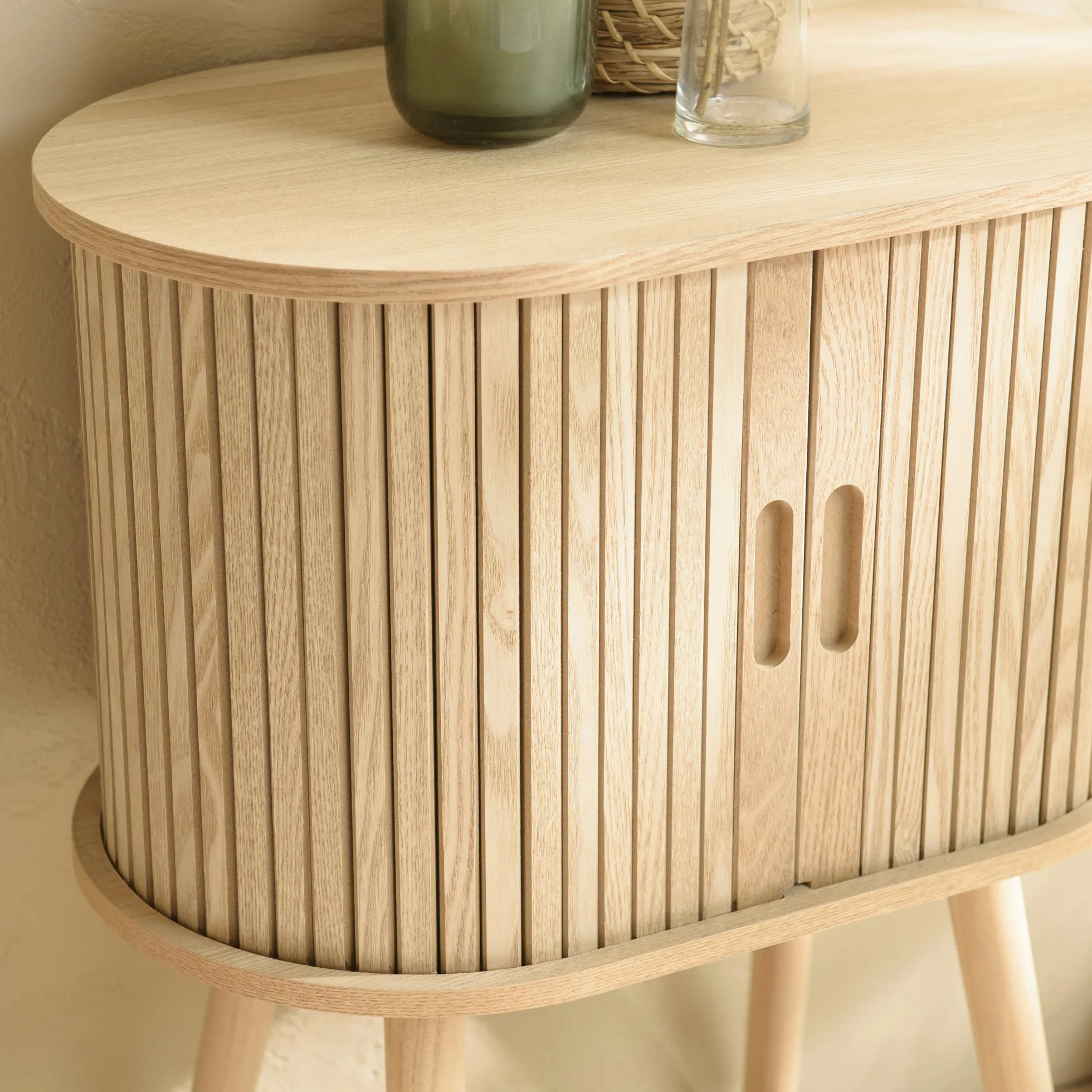 Meuble de rangement ovale en bois couleur naturelle CASTILLE