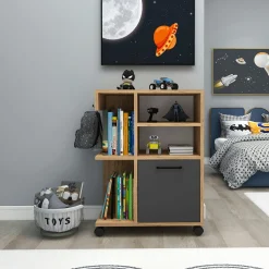 Meuble de rangement sur roulettes effet bois de pin MARFA