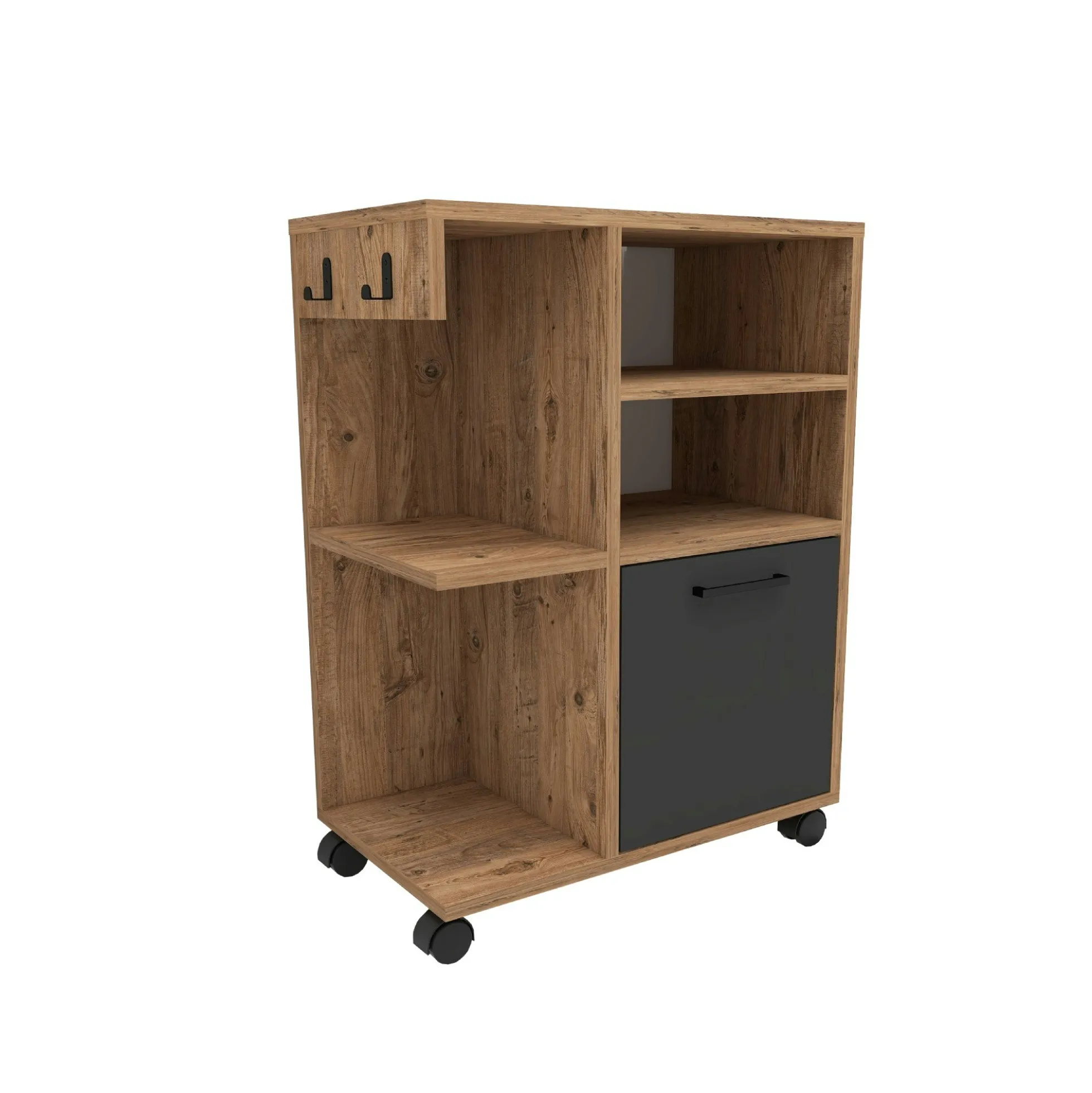 Meuble de rangement sur roulettes effet bois de pin MARFA