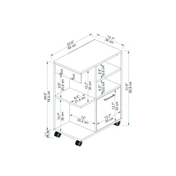 Meuble de rangement sur roulettes effet bois de pin MARFA
