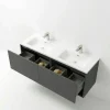 Meuble double vasque suspendu gris foncé 2 tiroirs SELIA