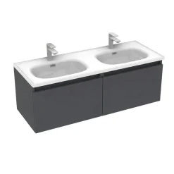 Meuble double vasque suspendu gris foncé 2 tiroirs SELIA