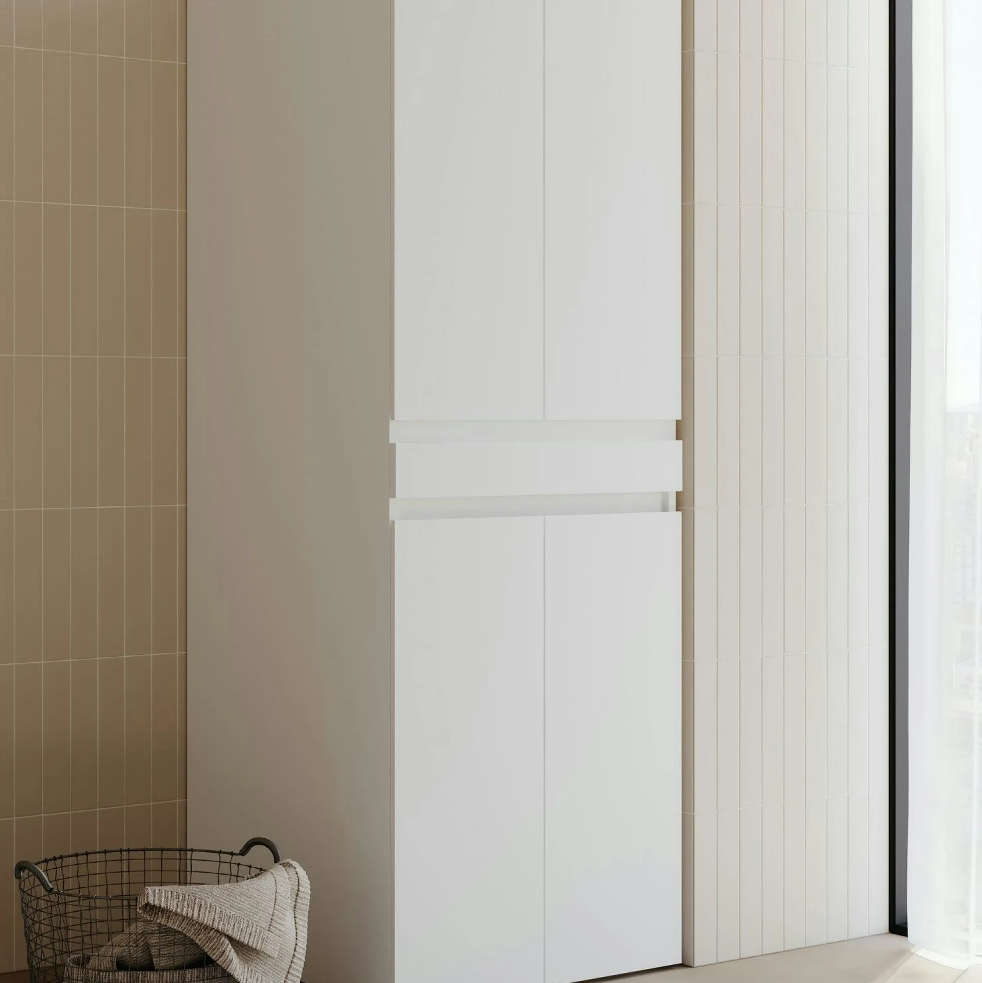 Meuble lave-linge sèche-linge blanc 4 portes IVA