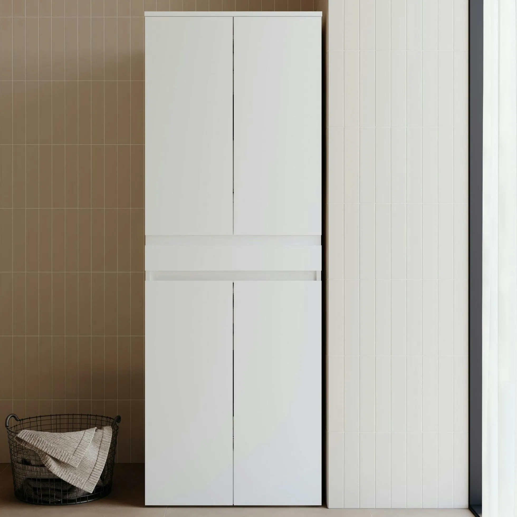 Meuble lave-linge sèche-linge blanc 4 portes IVA