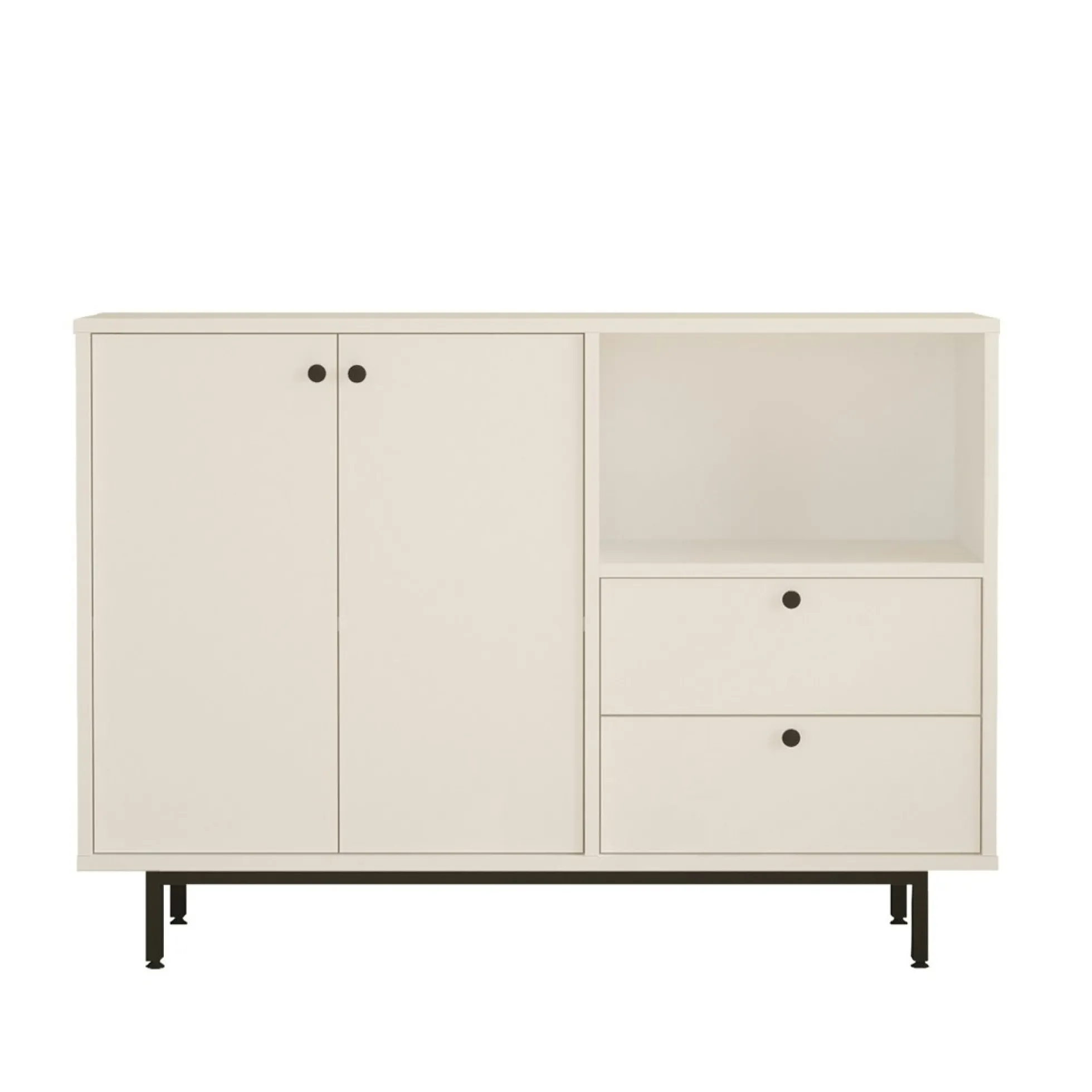 Meuble rangement cuisine blanc 2 portes 2 tiroirs JENA
