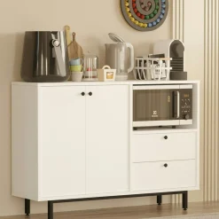 Meuble rangement cuisine blanc 2 portes 2 tiroirs JENA