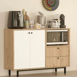 Meuble rangement cuisine 2 portes blanches 2 tiroirs JENA