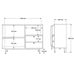 Meuble rangement cuisine 2 portes sauge 2 tiroirs JENA