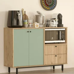 Meuble rangement cuisine 2 portes sauge 2 tiroirs JENA