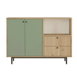 Meuble rangement cuisine 2 portes sauge 2 tiroirs JENA