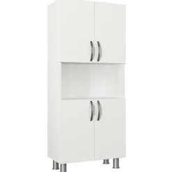 Meuble salle de bains blanc, 4 portes 1 niche JENA