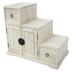 Meuble étagère escalier double face hévéa L67xP38xH60cm MAORI