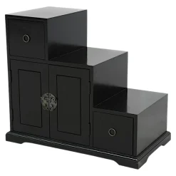 Meuble étagère escalier double face hévéa L67xP38xH60cm MAORI