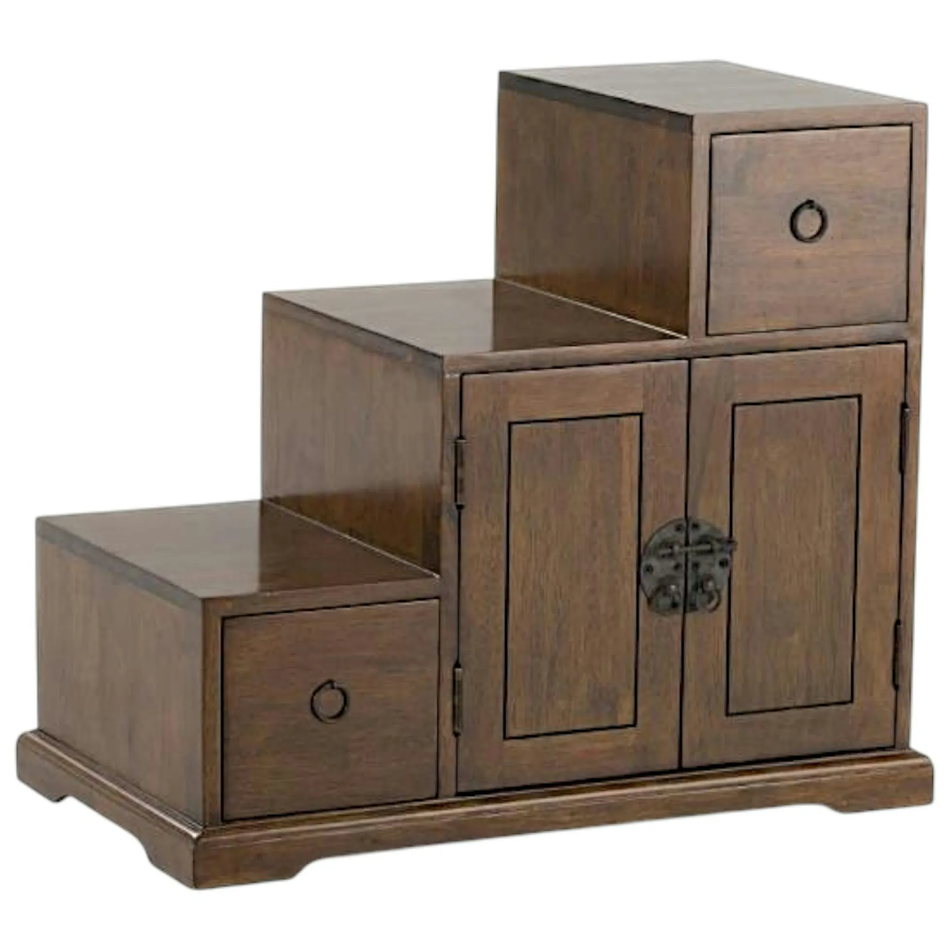 Meuble étagère escalier double face hévéa L67xP38xH60cm MAORI