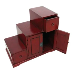 Meuble étagère escalier double face hévéa L67xP38xH60cm MAORI