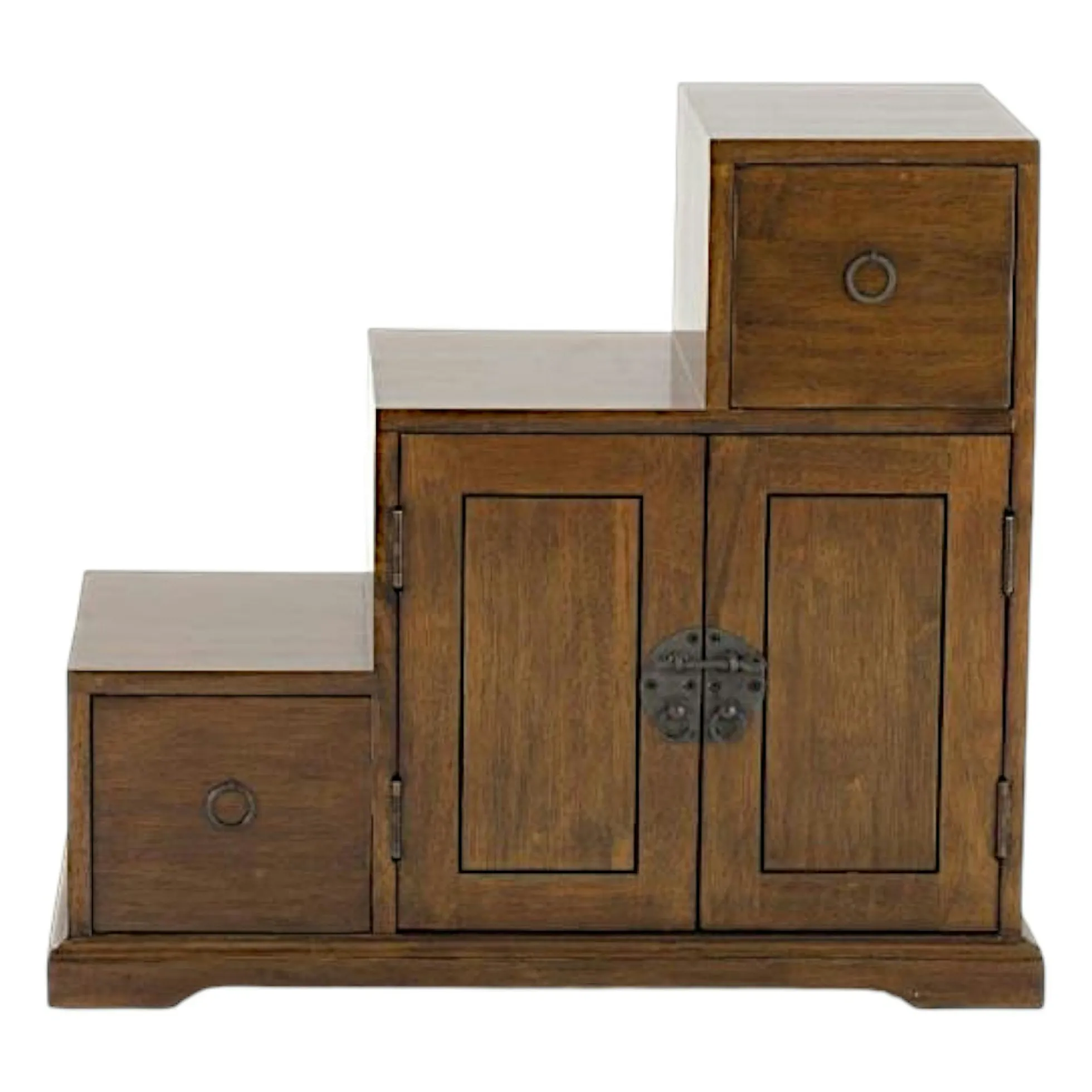 Meuble étagère escalier double face hévéa L67xP38xH60cm MAORI