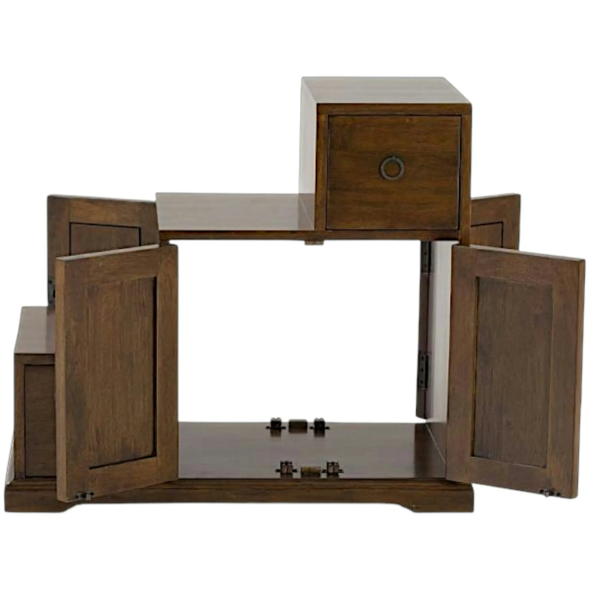 Meuble étagère escalier double face hévéa L67xP38xH60cm MAORI