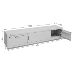 Meuble TV avec rangement bois foncé 200 cm MONTARO