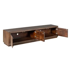 Meuble TV avec rangement bois foncé 200 cm MONTARO