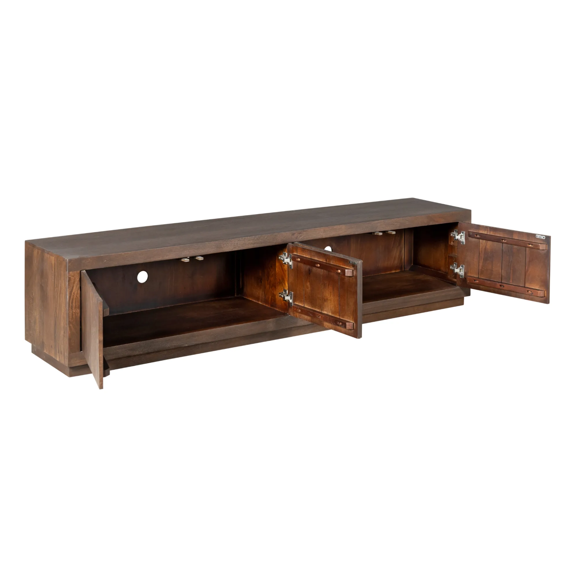 Meuble TV avec rangement bois foncé 200 cm MONTARO
