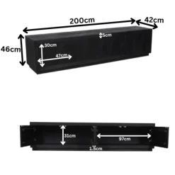 Meuble TV avec rangement bois noir 200 cm MONTARO
