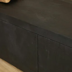 Meuble TV avec rangement bois noir 200 cm MONTARO