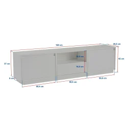 Meuble TV avec rangement - effet travertin MARFA