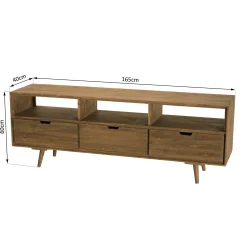 Meuble tv avec rangement en bois de sapin LIMA