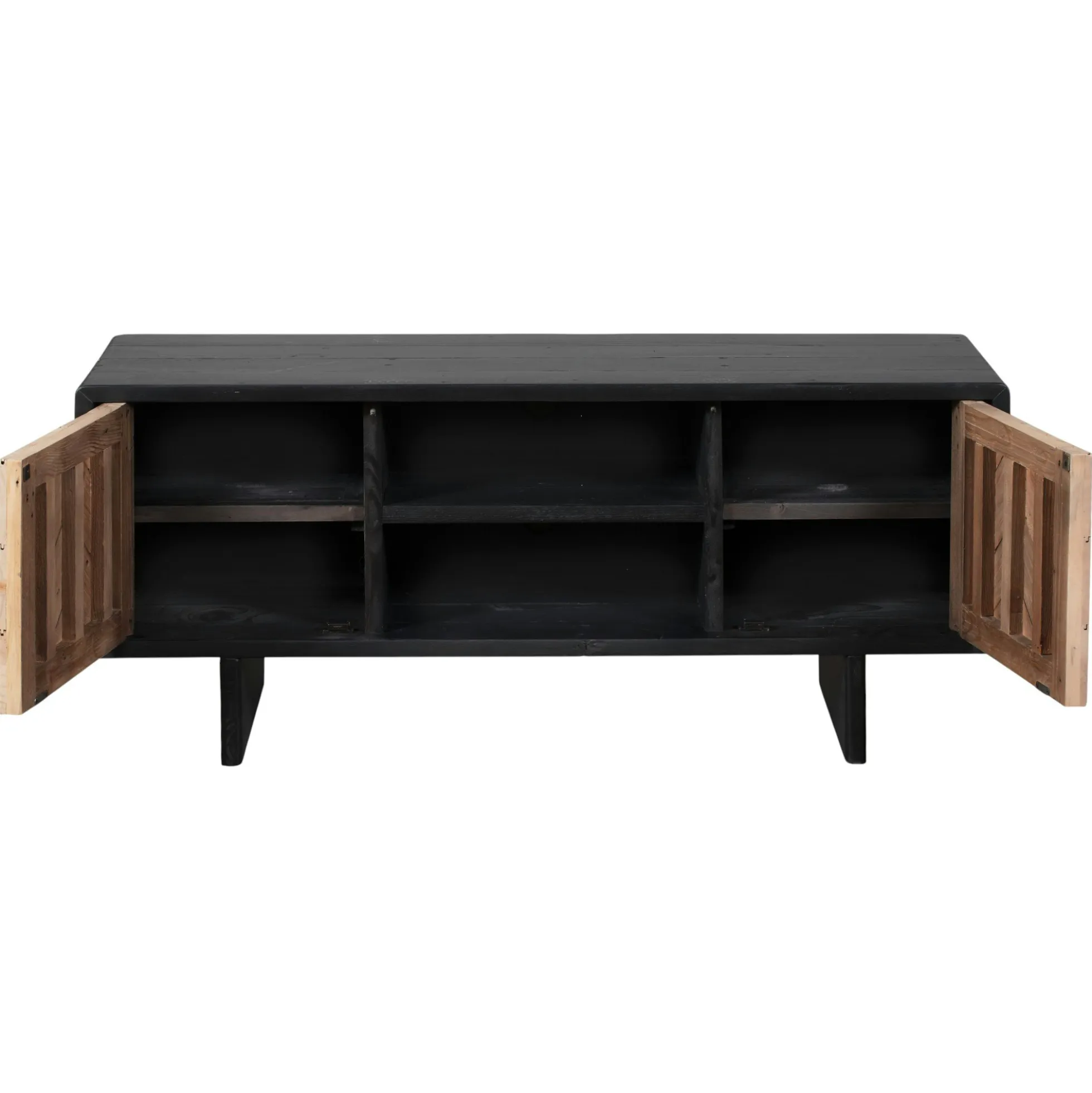 Meuble tv avec rangement en bois recyclé FSC motif chevron FAGA