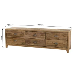 Meuble tv avec rangement en bois de pin recyclé DENVER