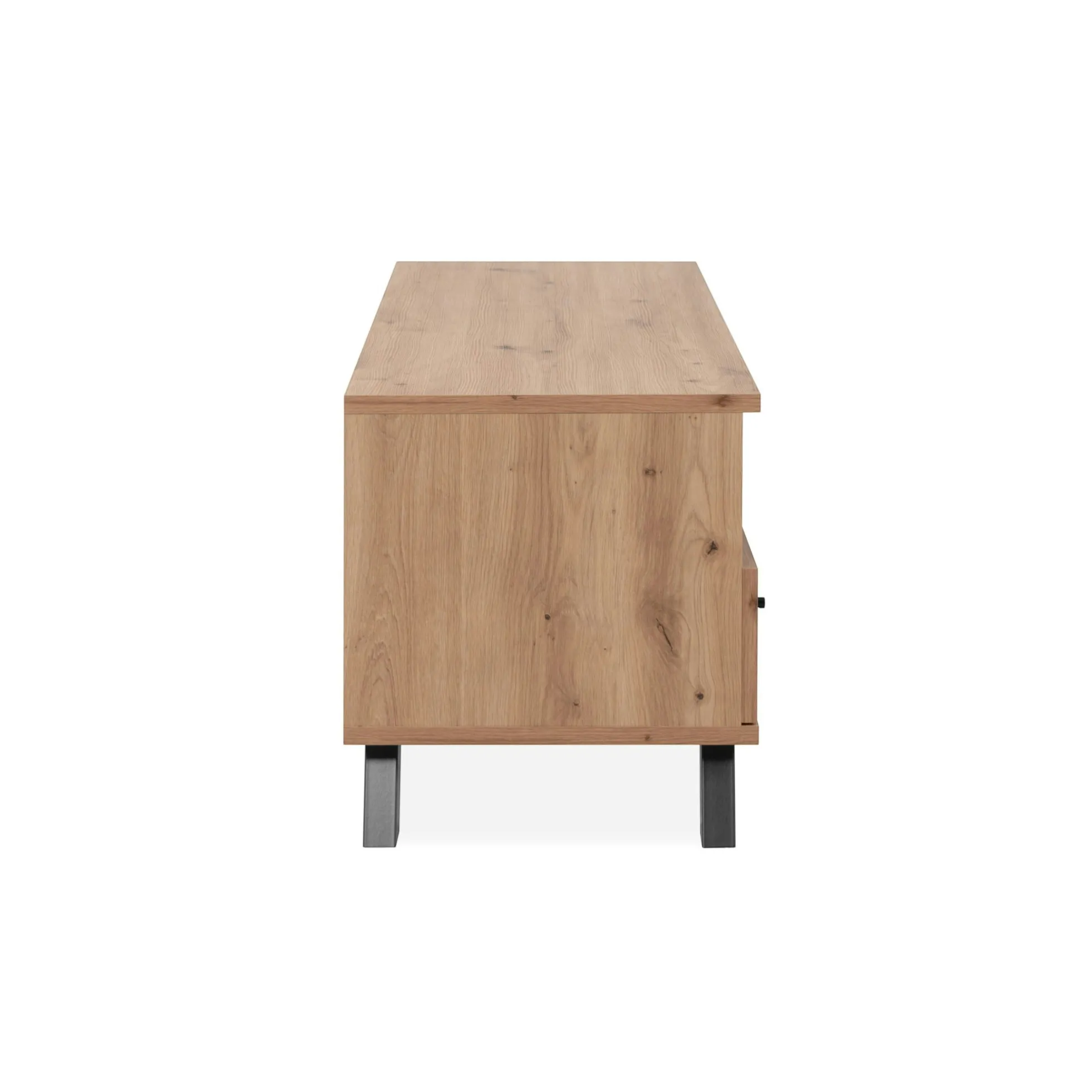 Meuble TV avec rangement 1 porte noire rainurée ALVA