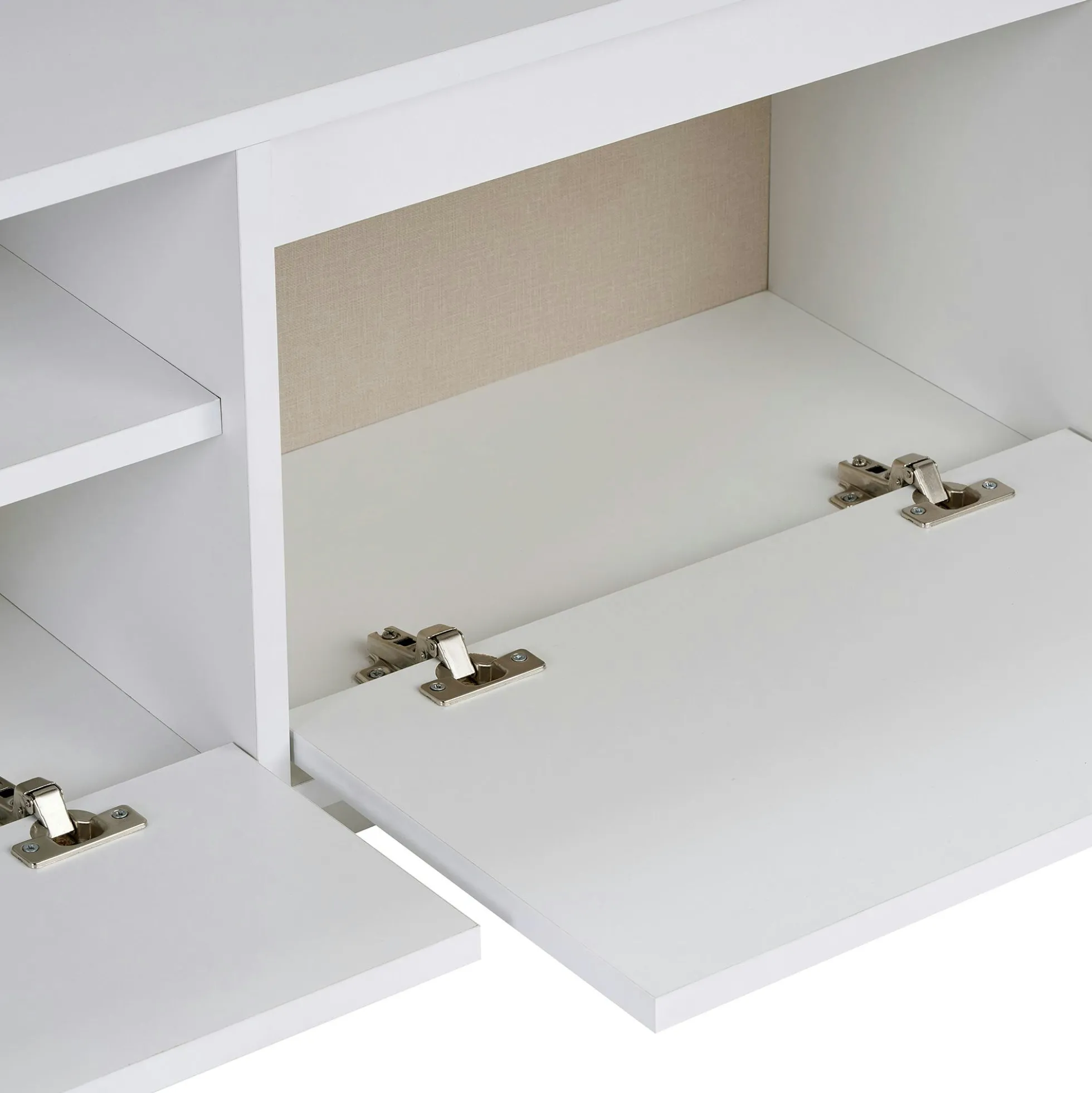 Meuble TV blanc 3 portes abattantes MARFA