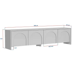 Meuble TV blanc 4 portes motif arches MARFA