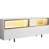 Meuble TV blanc 2 portes 2 niches hautes LED AURA