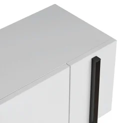 Meuble TV blanc 2 portes pieds métal noir MARFA