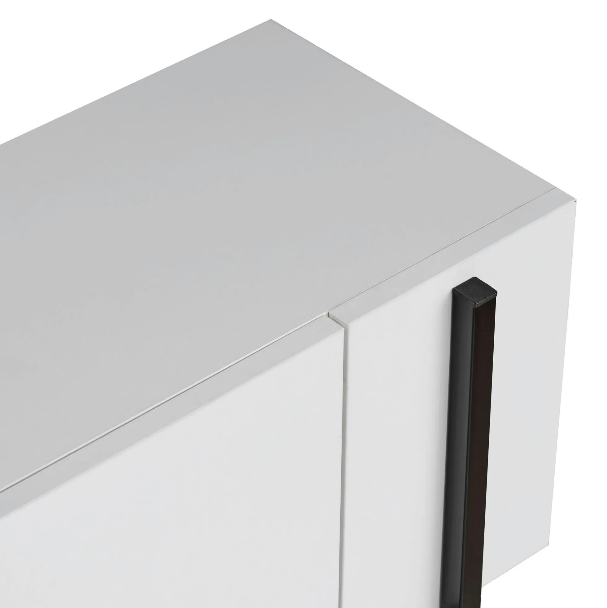 Meuble TV blanc 2 portes pieds métal noir MARFA