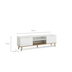Meuble TV blanc 2 portes style scandinave ALVA