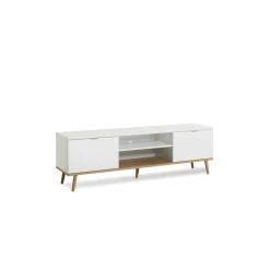 Meuble TV blanc 2 portes style scandinave ALVA