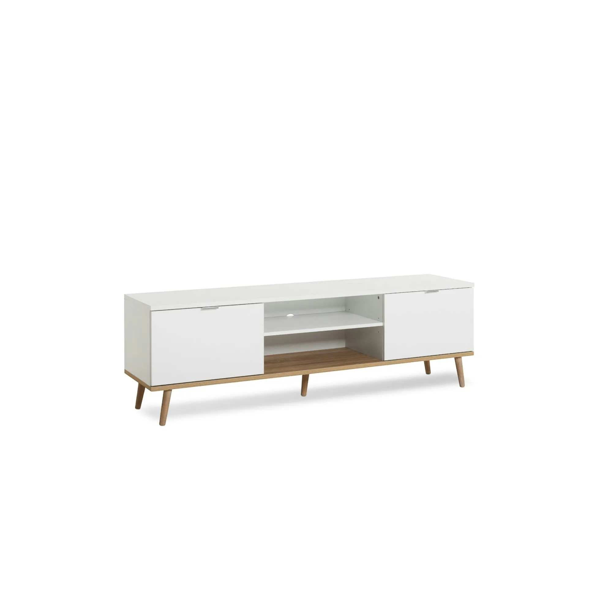Meuble TV blanc 2 portes style scandinave ALVA