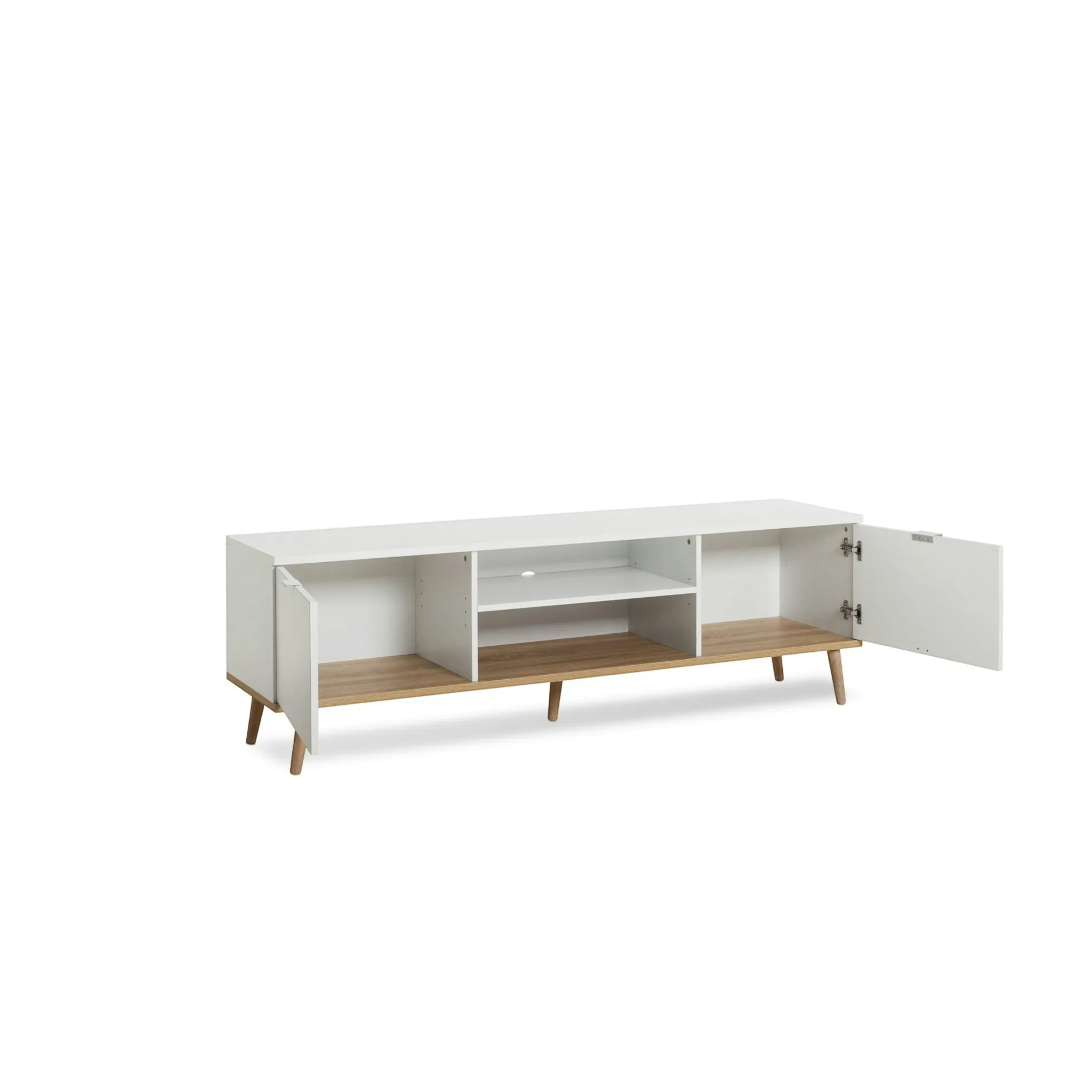Meuble TV blanc 2 portes style scandinave ALVA